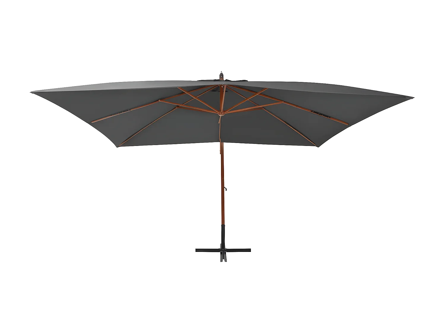 Parasol en porte-à-faux avec mât en bois 400x300 cm Anthracite WVGQ8158