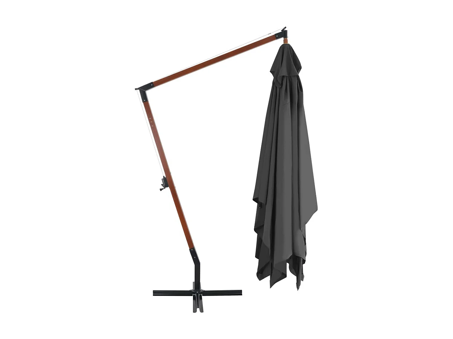 Parasol en porte-à-faux avec mât en bois 400x300 cm Anthracite WVGQ8158