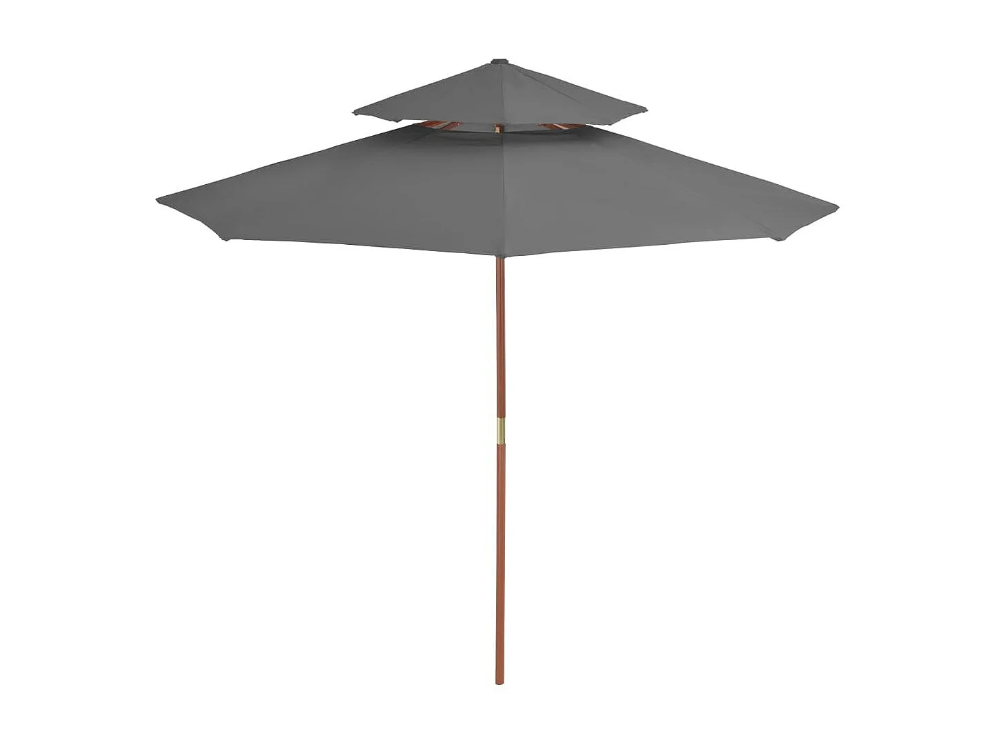 Parasol double avec mât en bois 270 cm Anthracite WVGQ4679