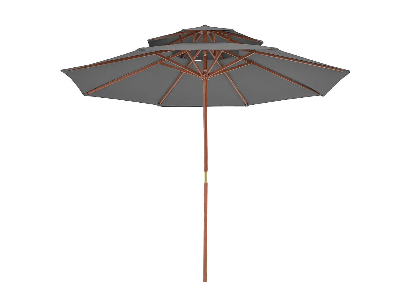 Parasol double avec mât en bois 270 cm Anthracite WVGQ4679