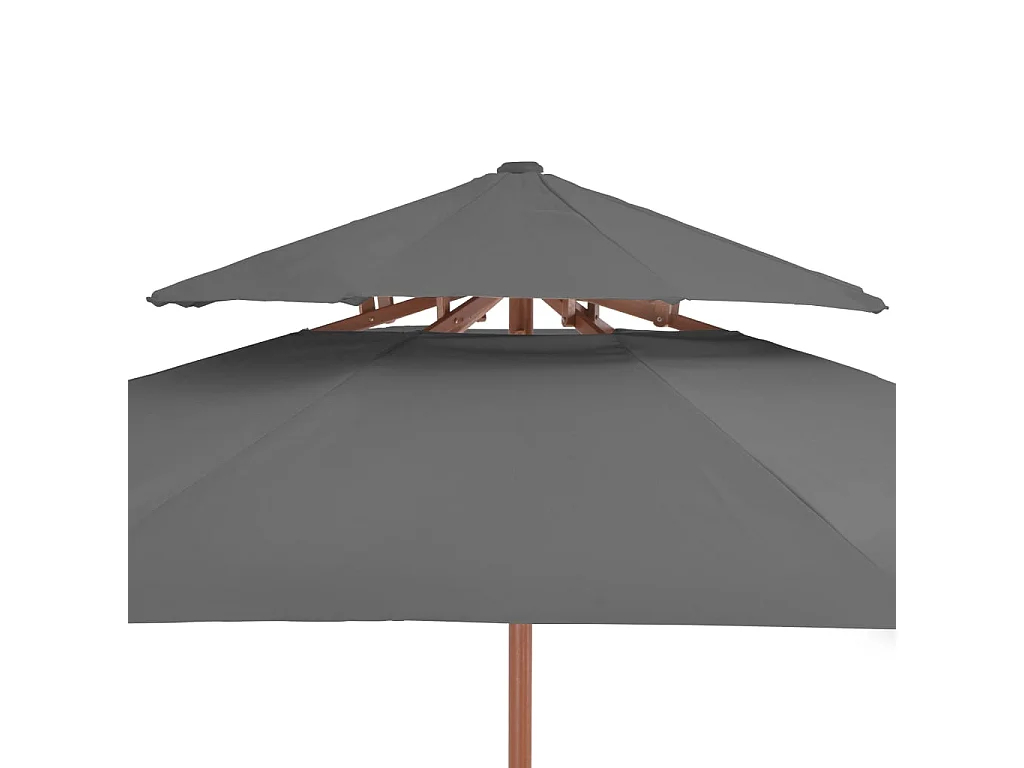 Parasol double avec mât en bois 270 cm Anthracite WVGQ4679
