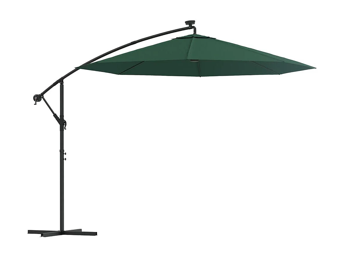 Parasol avec éclairage LED 300 cm Poteau en métal Vert WVGQ4728
