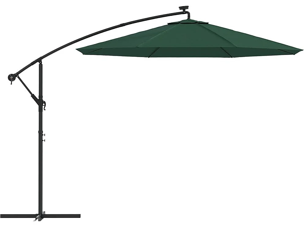 Parasol avec éclairage LED 300 cm Poteau en métal Vert WVGQ4728