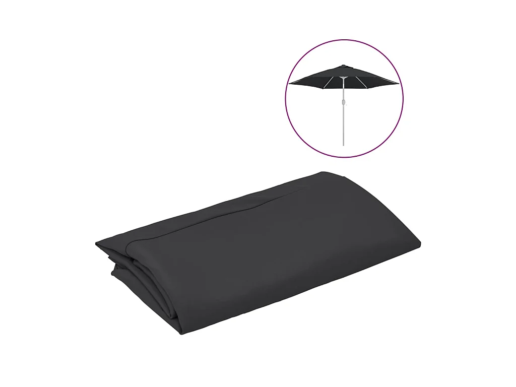Tissu de remplacement pour parasol d'extérieur Noir 300 cm WVGQ9190