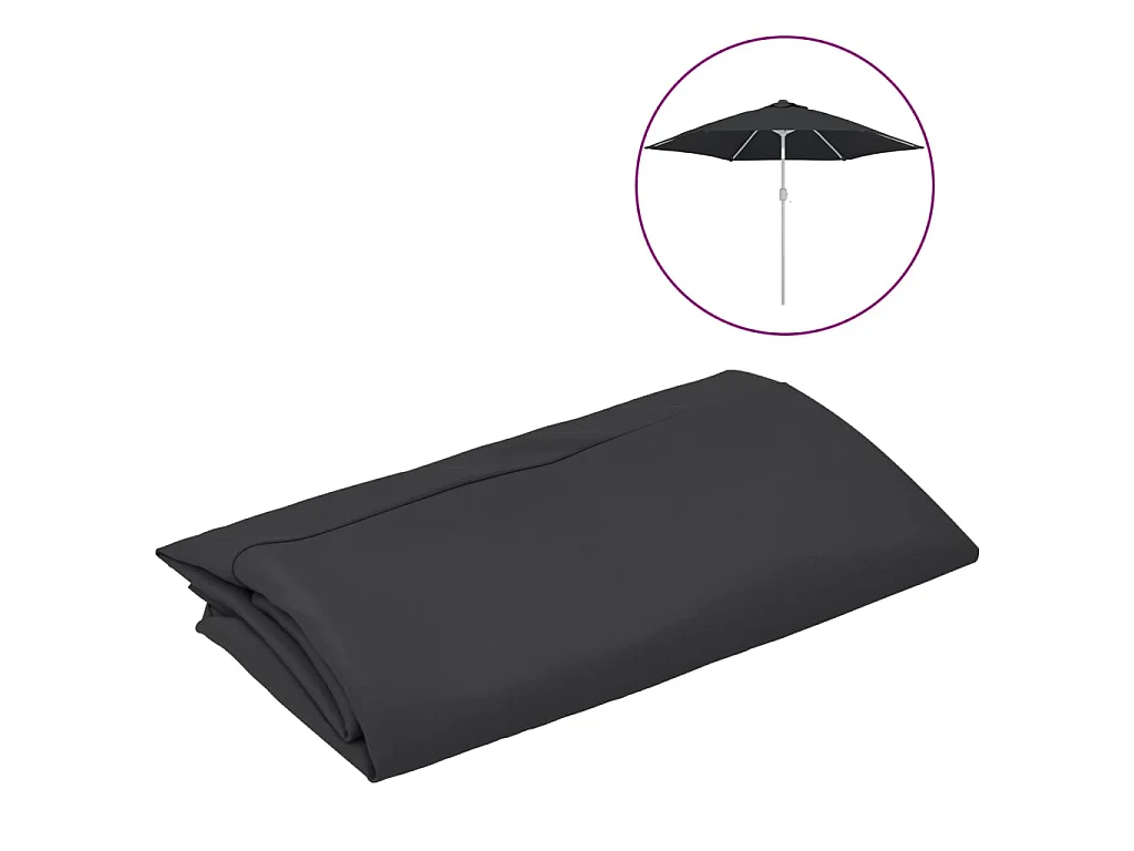 Tissu de remplacement pour parasol d'extérieur Noir 300 cm WVGQ9190