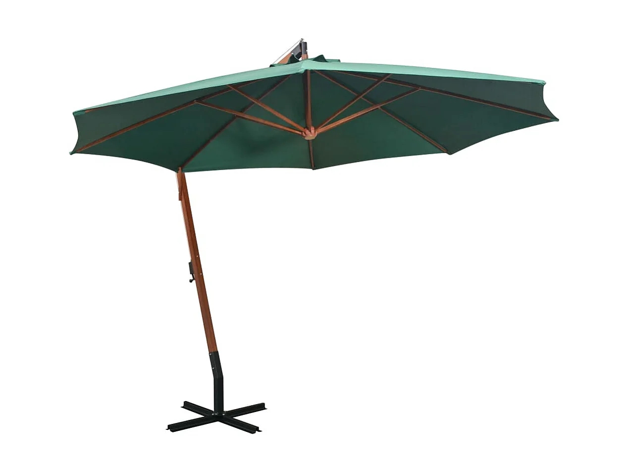 Parasol 350 cm Poteau en bois Vert WVGQ6249