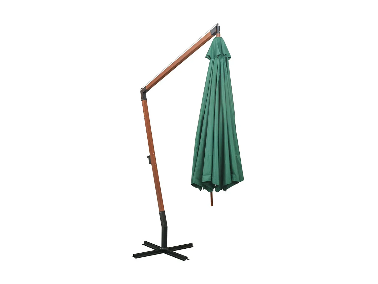 Parasol 350 cm Poteau en bois Vert WVGQ6249