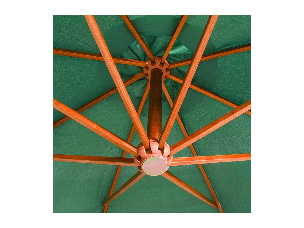 Parasol 350 cm Poteau en bois Vert WVGQ6249
