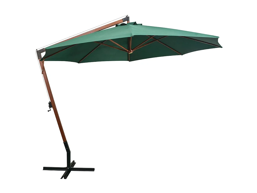 Parasol 350 cm Poteau en bois Vert WVGQ6249