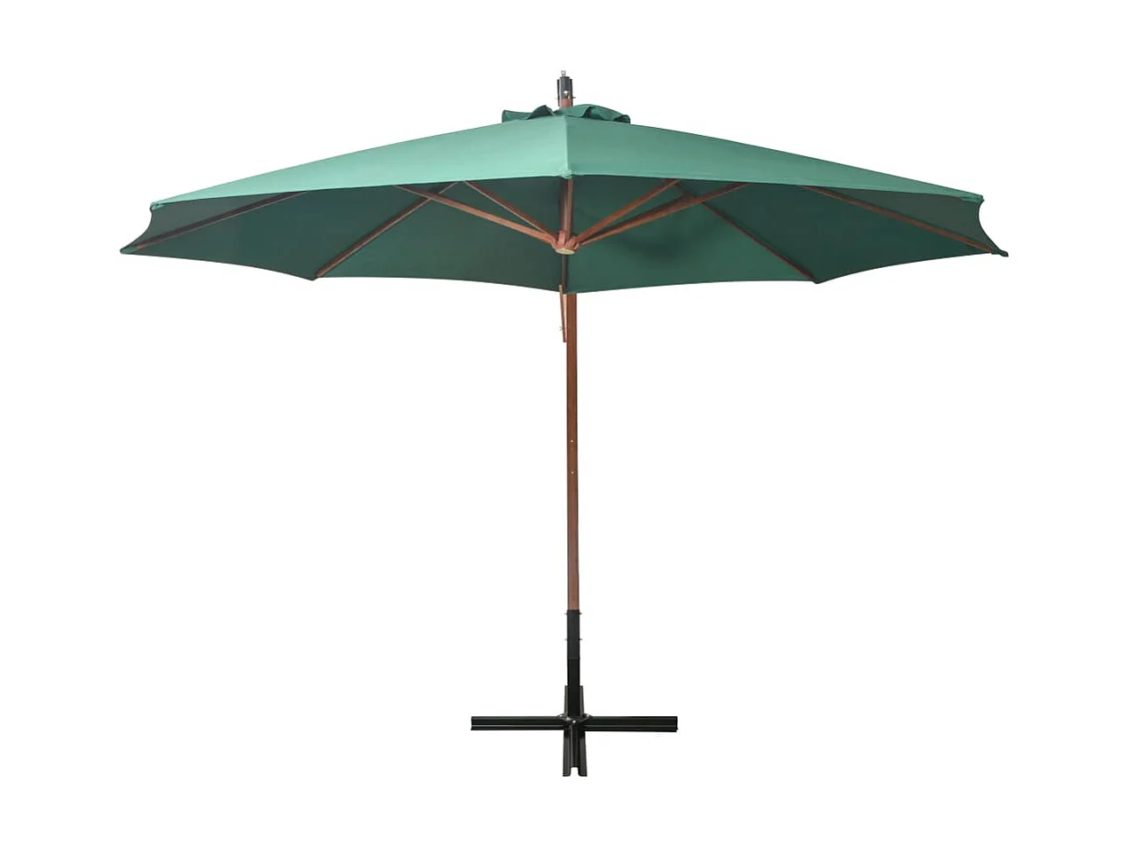 Parasol 350 cm Poteau en bois Vert WVGQ6249