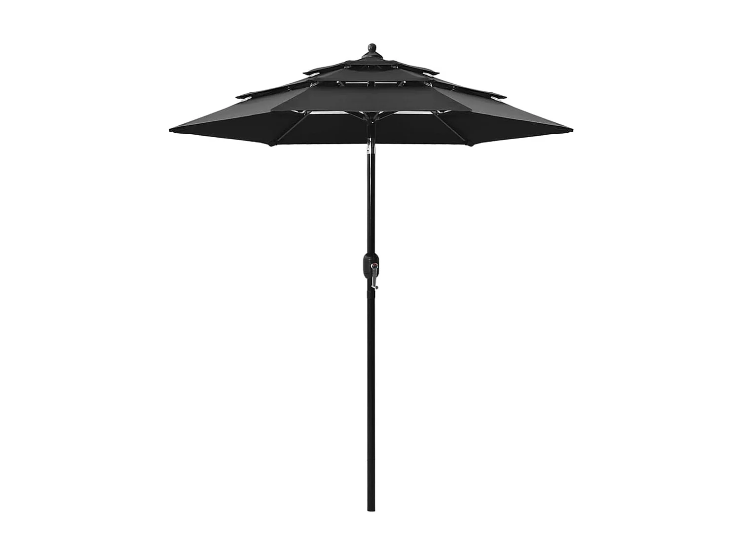 Guarda-sol de 3 camadas com poste de alumínio 2 m preto PT155150