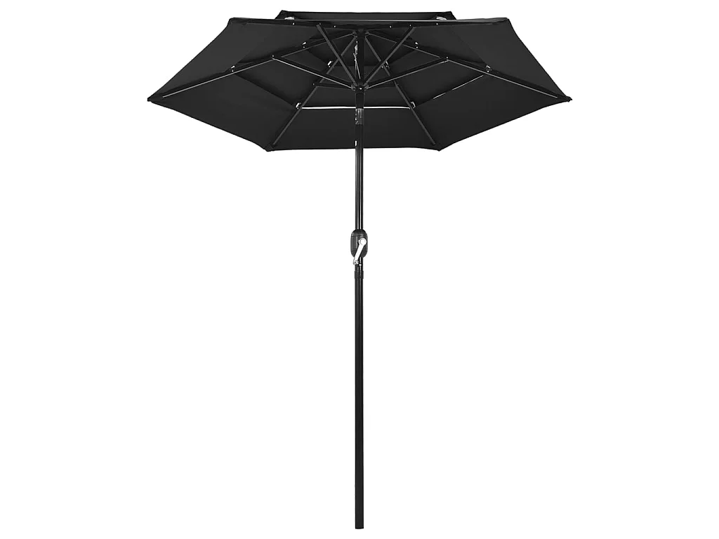 Guarda-sol de 3 camadas com poste de alumínio 2 m preto PT155150