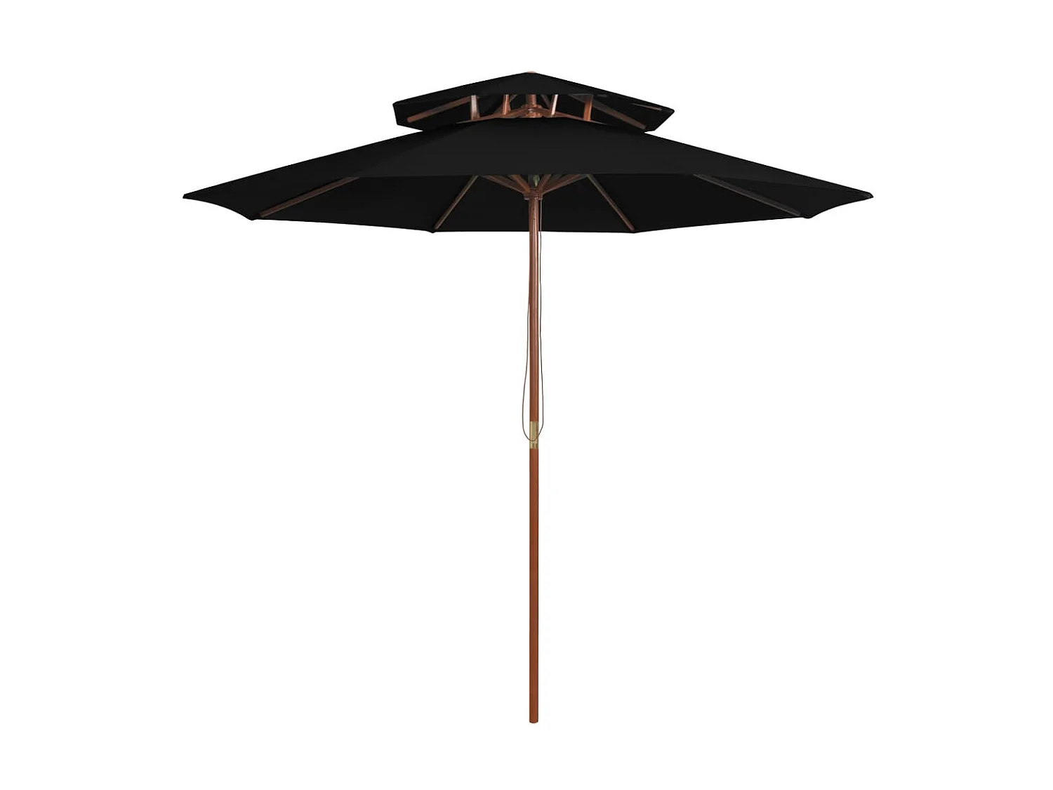 Parasol double avec mât en bois Noir 270 cm WVGQ5028