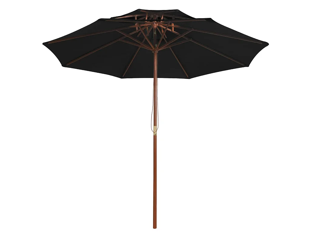 Parasol double avec mât en bois Noir 270 cm WVGQ5028