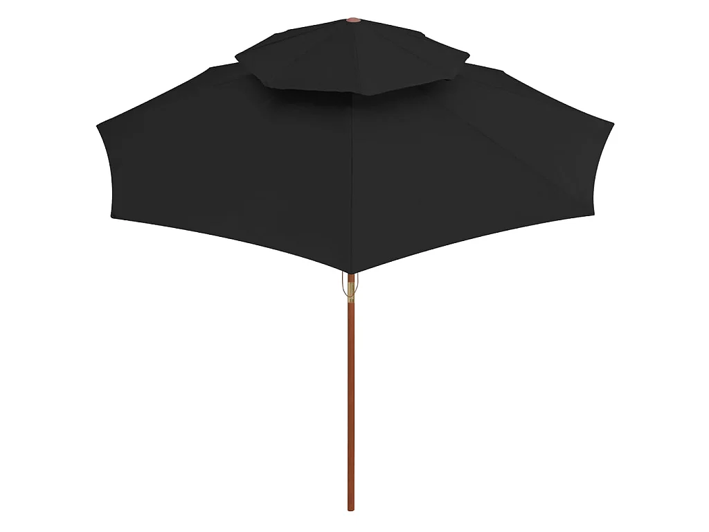 Parasol double avec mât en bois Noir 270 cm WVGQ5028
