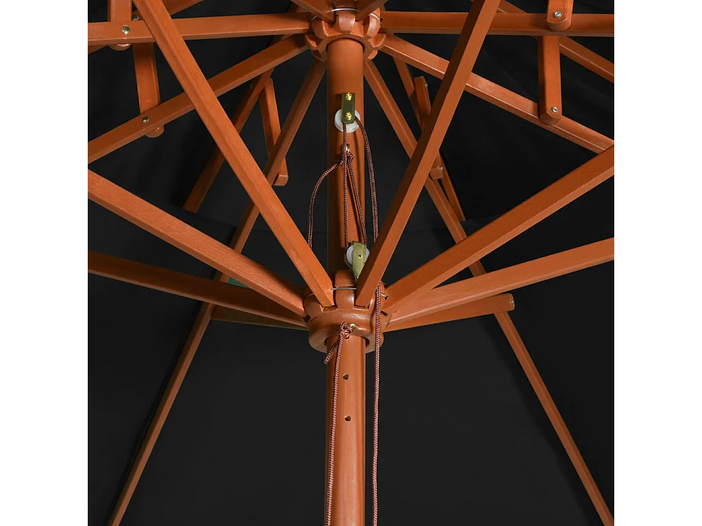 Parasol double avec mât en bois Noir 270 cm WVGQ5028