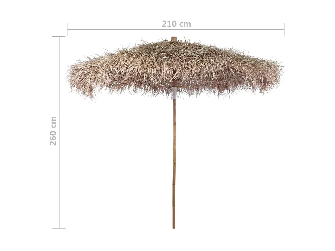 Sombrilla de bambú con tejado de hojas de plátano 210 cm ES594312