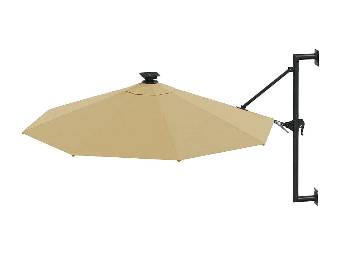 Parasol mural avec mât métallique et LED 300 cm Taupe WVGQ8262