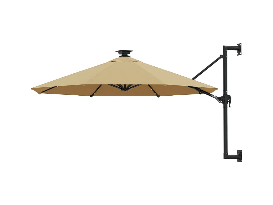 Parasol mural avec mât métallique et LED 300 cm Taupe WVGQ8262