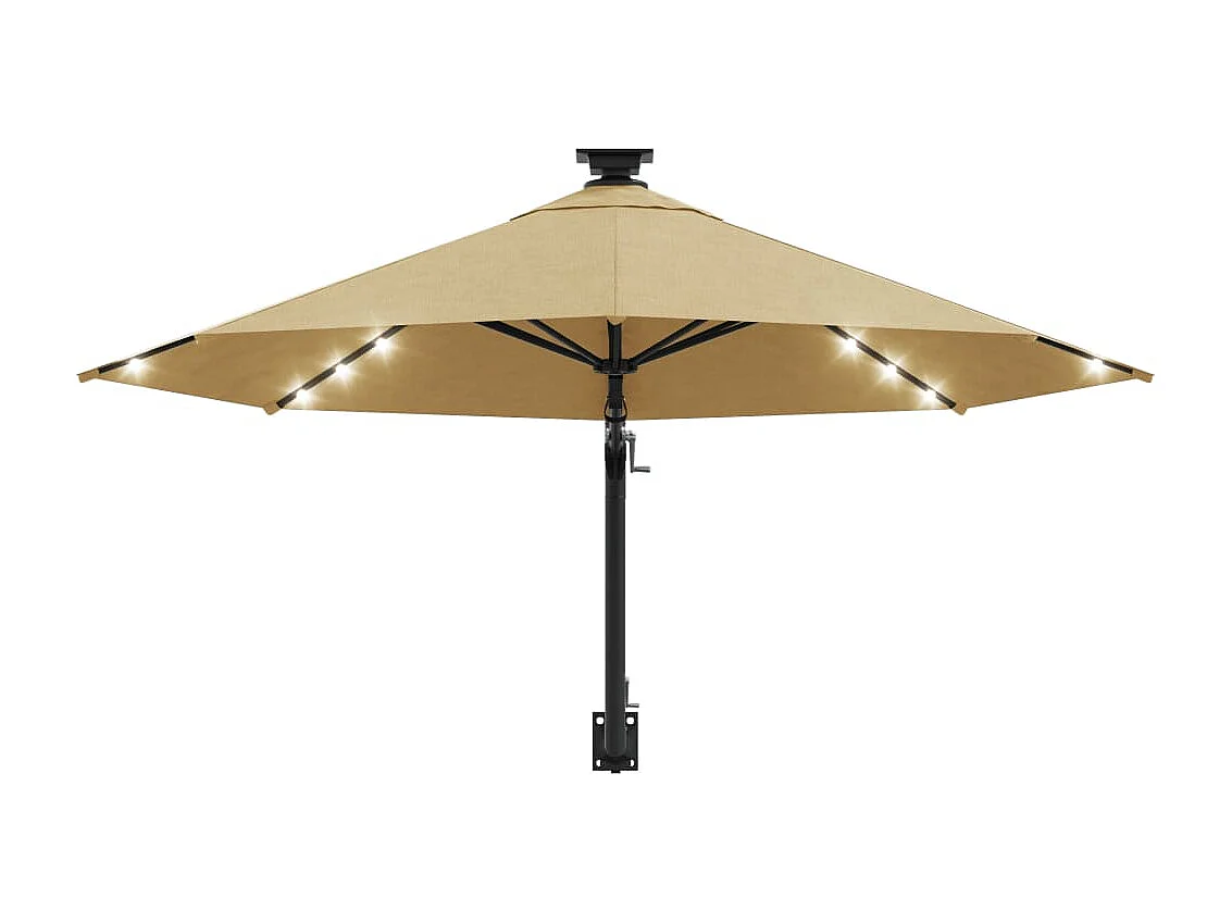 Parasol mural avec mât métallique et LED 300 cm Taupe WVGQ8262