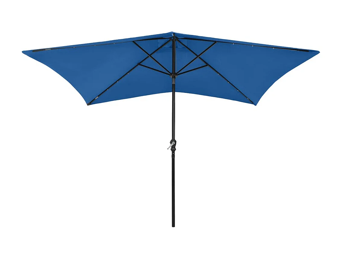 Parasol avec LED et mât en acier Bleu azuré 2x3 m WVGQ4286