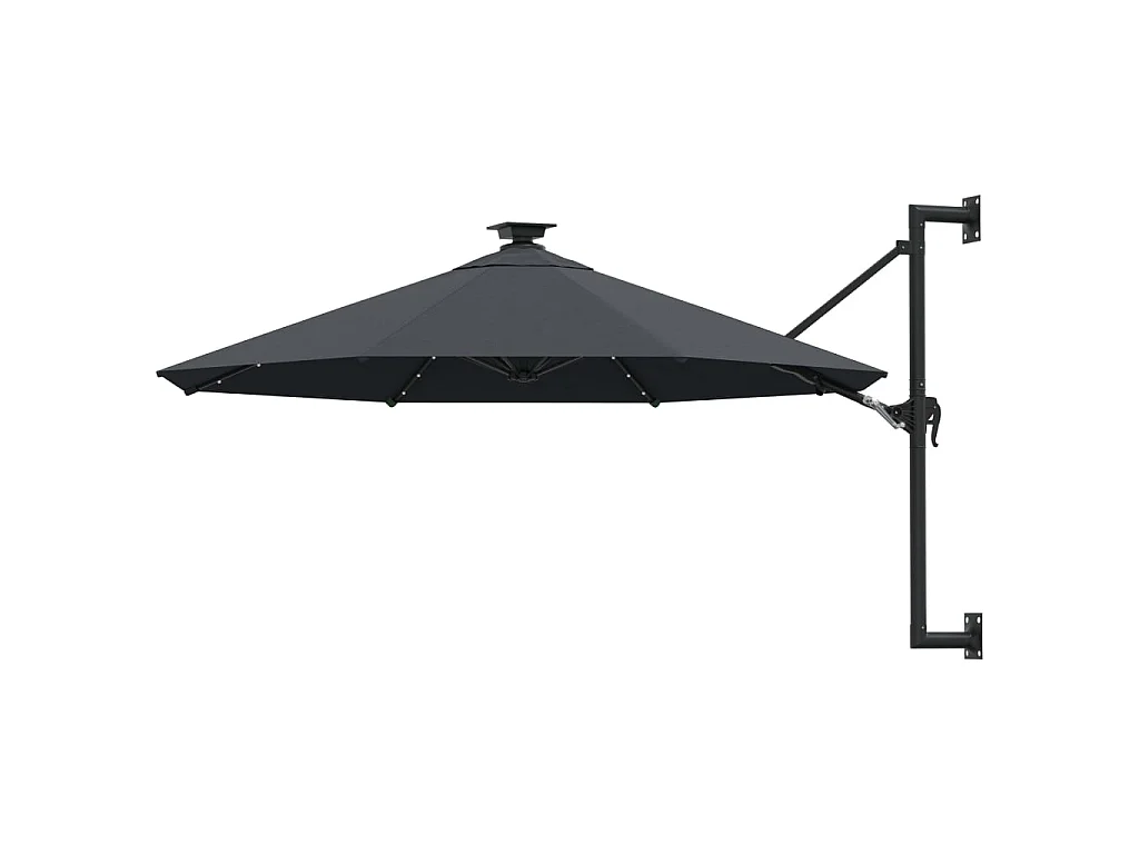 Parasol mural avec mât métallique et LED 300 cm Anthracite WVGQ4693