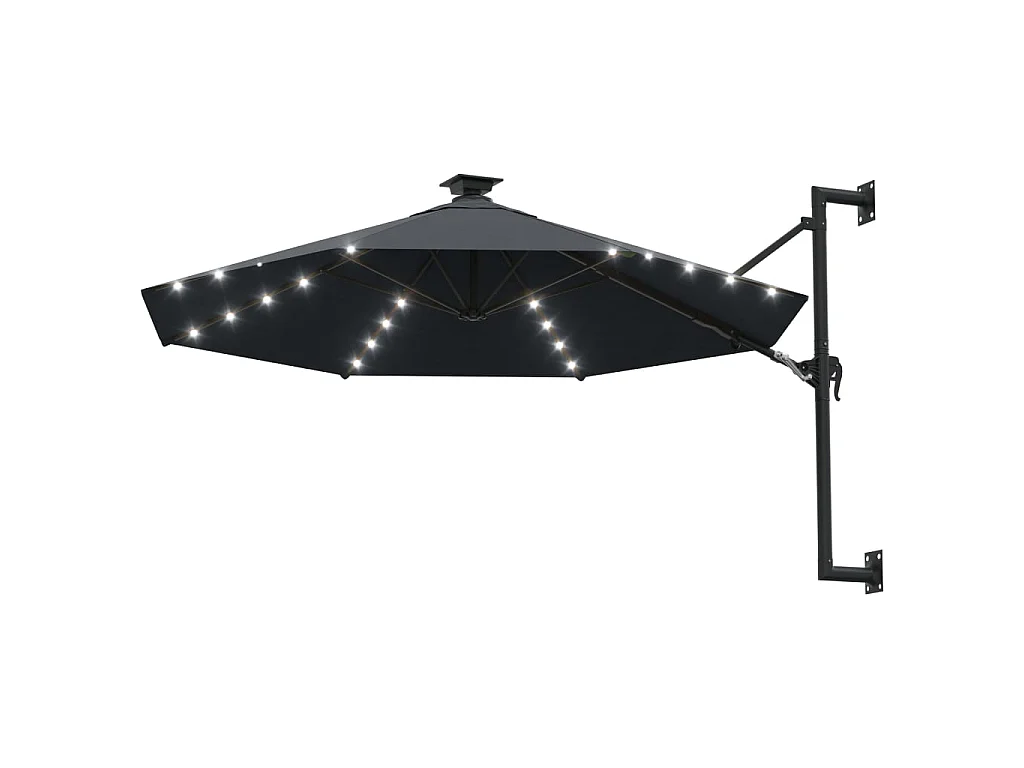 Parasol mural avec mât métallique et LED 300 cm Anthracite WVGQ4693
