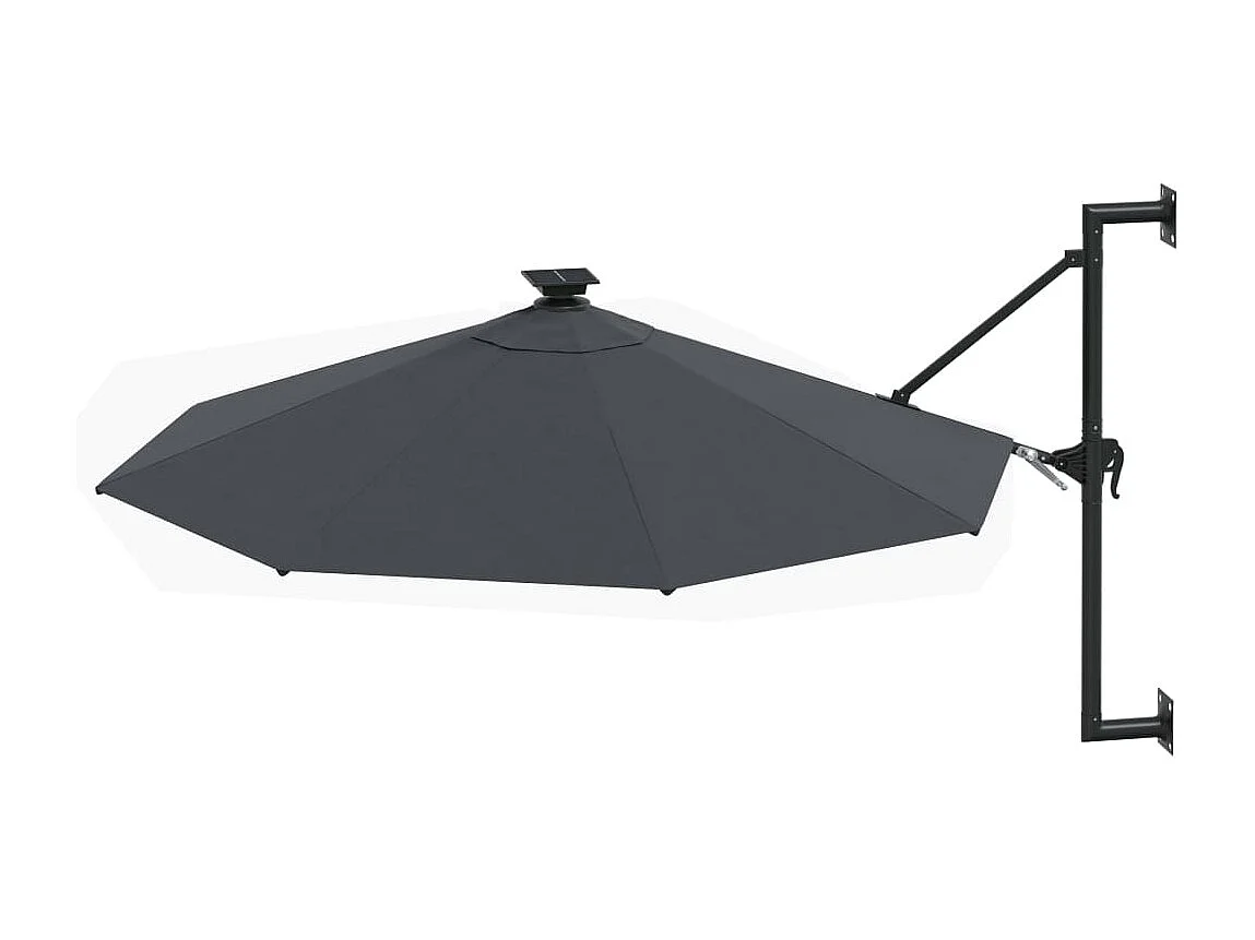 Parasol mural avec mât métallique et LED 300 cm Anthracite WVGQ4693