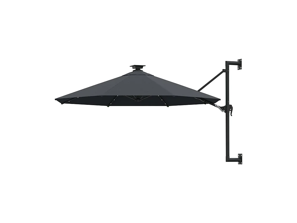 Parasol mural avec mât métallique et LED 300 cm Anthracite WVGQ4693