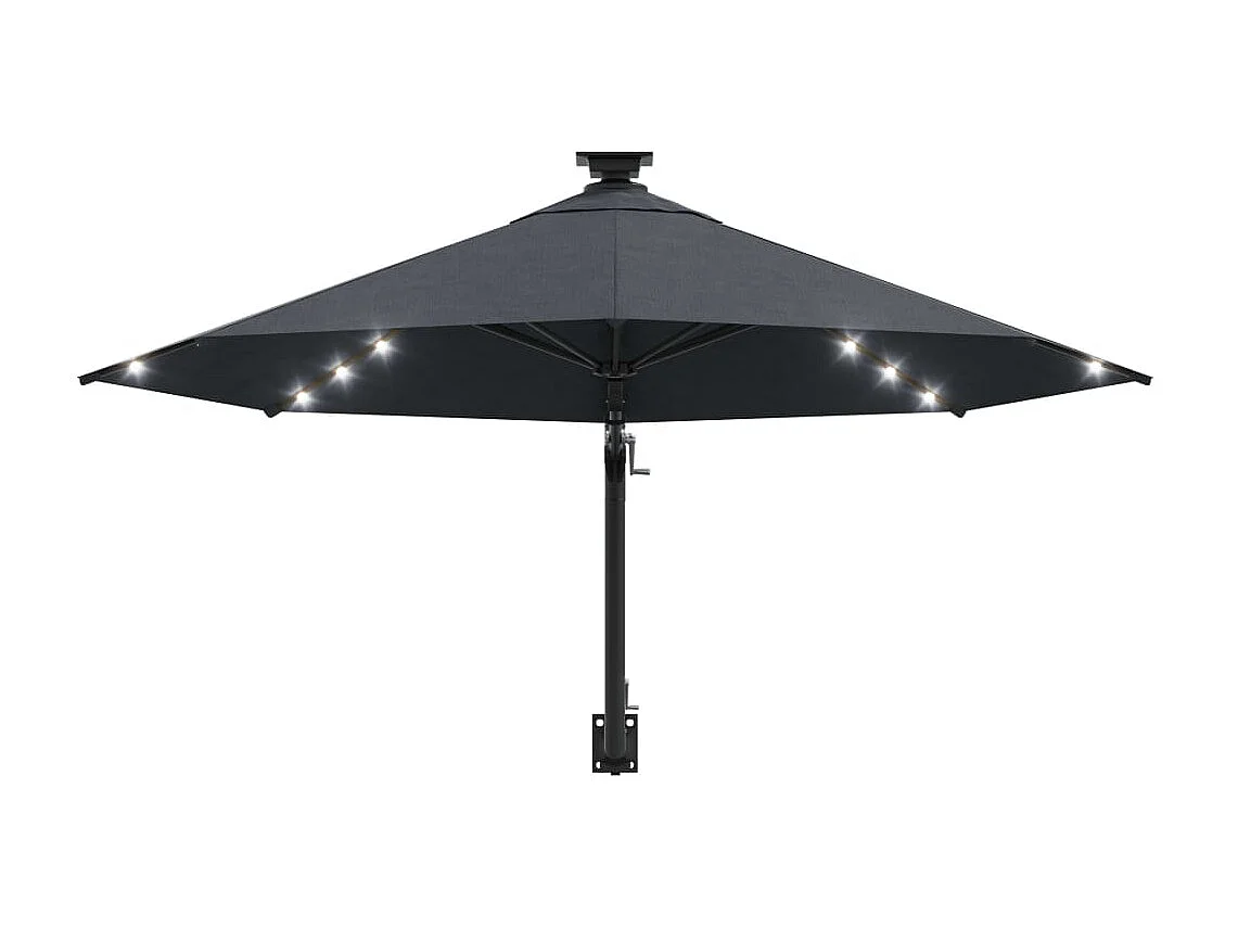 Parasol mural avec mât métallique et LED 300 cm Anthracite WVGQ4693