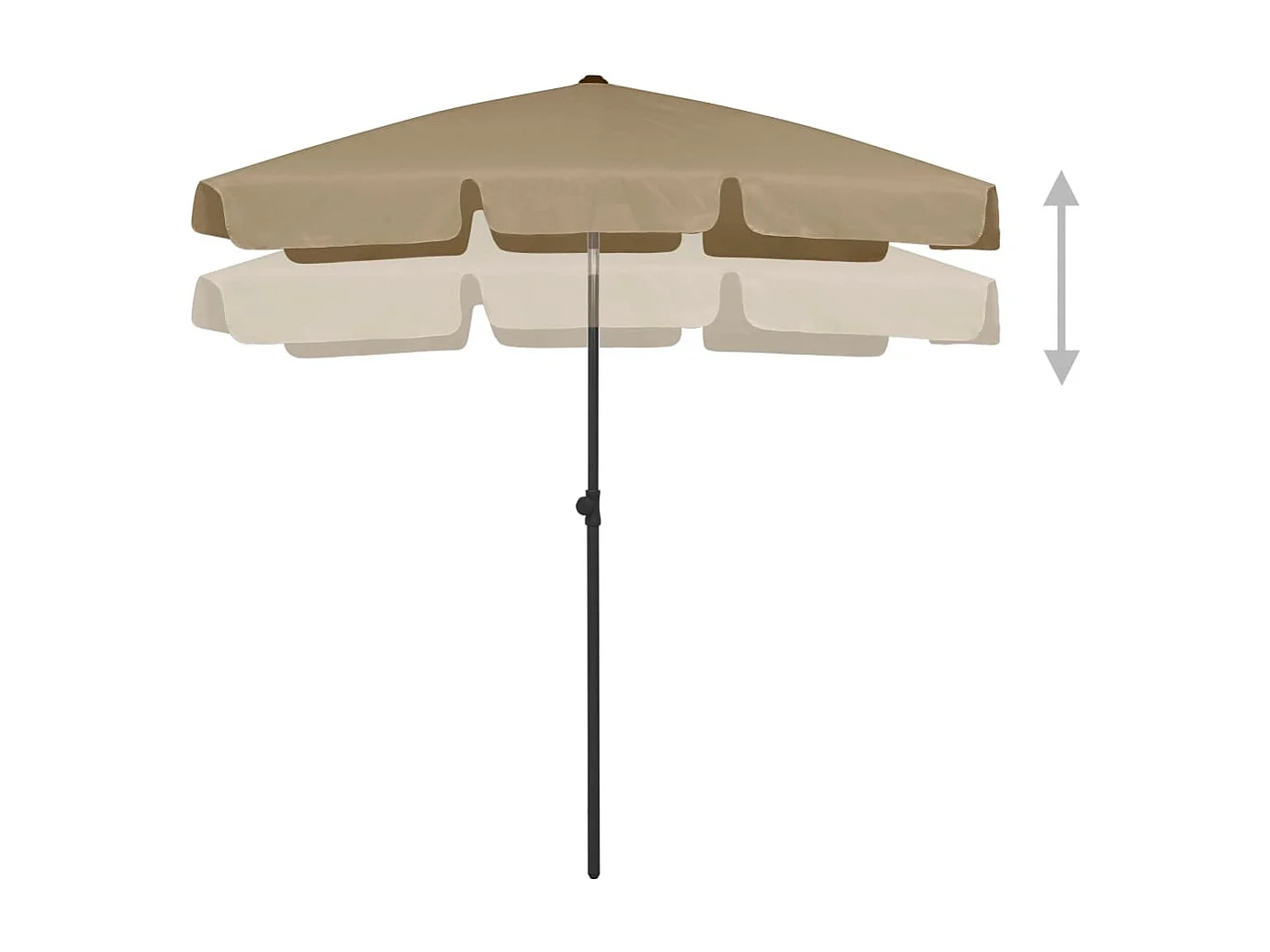 Guarda-sol de praia 180x120 cm cinzento-acastanhado PT159355