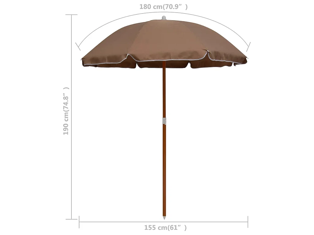 Parasol avec mât en acier 180 cm Taupe WVGQ3659