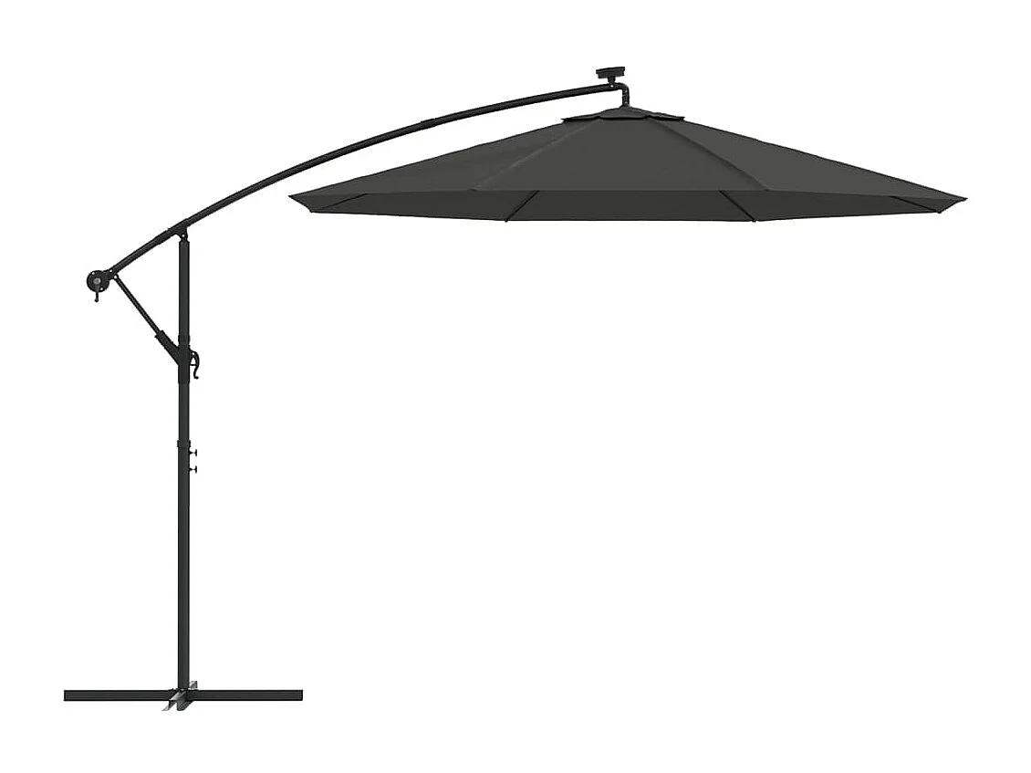 Parasol en porte-à-faux LED et mât en acier 300cm Anthracite WVGQ4732