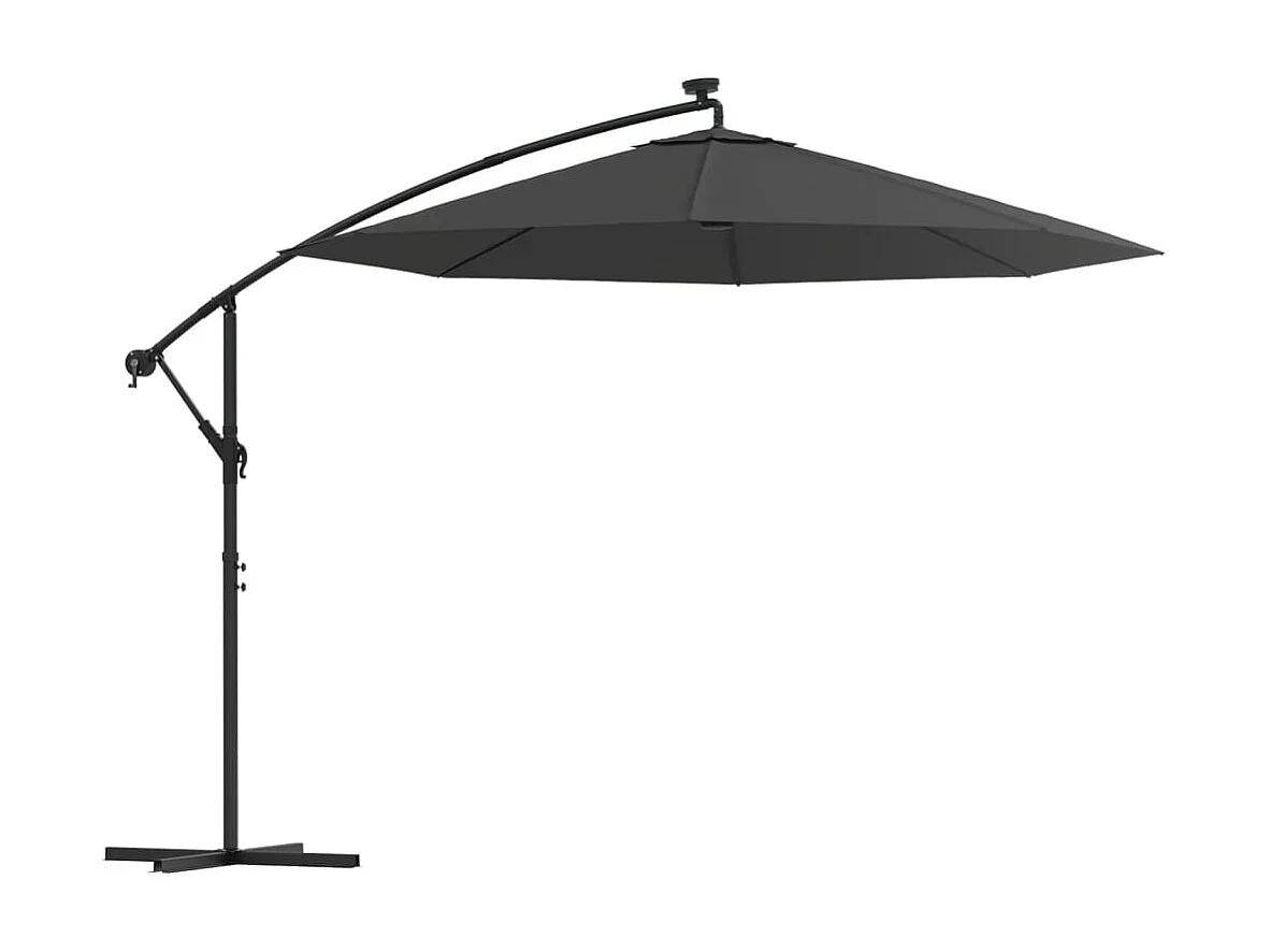 Parasol en porte-à-faux LED et mât en acier 300cm Anthracite WVGQ4732