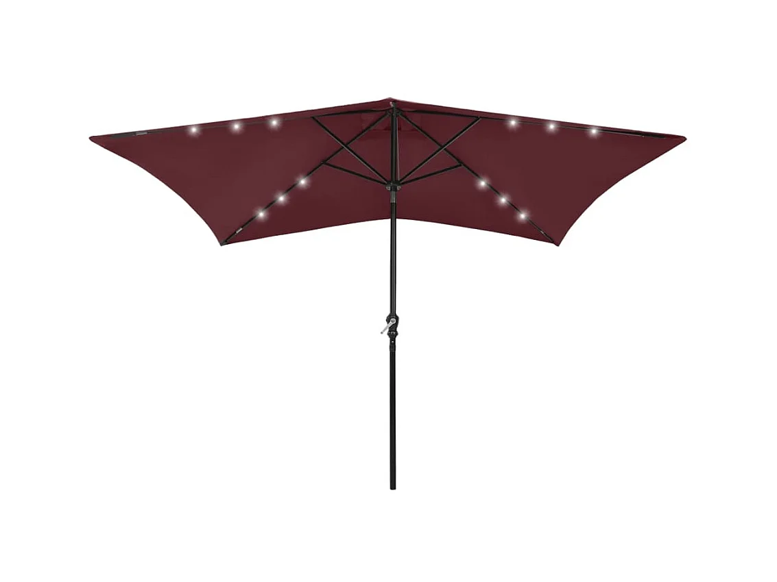 Parasol avec LED et mât en acier Rouge bordeaux 2x3 m WVGQ7444