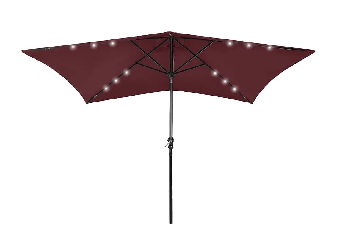 Parasol met LED's en stalen paal 2x3 m bordeauxrood NL426829