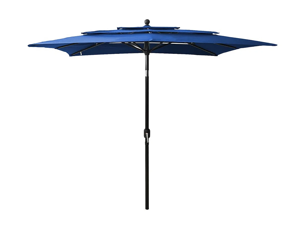 Parasol à 3 niveaux avec mât en aluminium Bleu azuré 2,5x2,5 m WVGQ5039