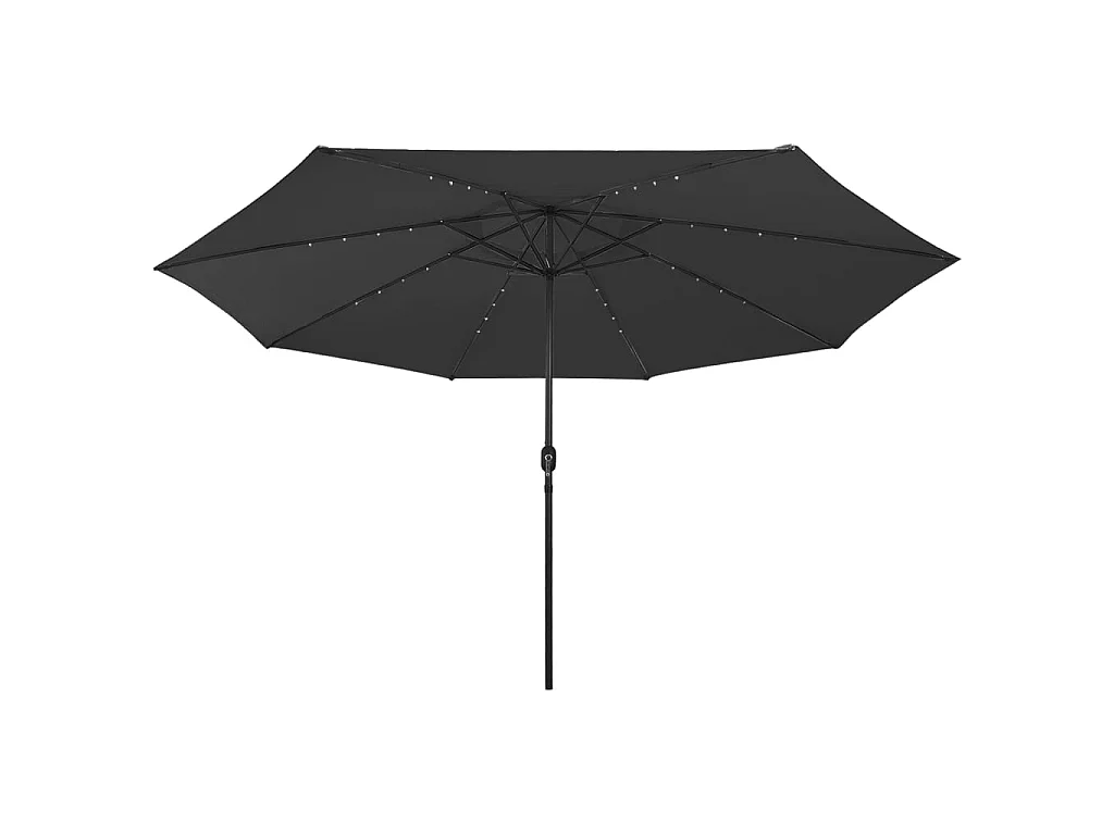 Guarda-sol exterior c/ luzes LED e poste de metal 400 cm preto PT744284