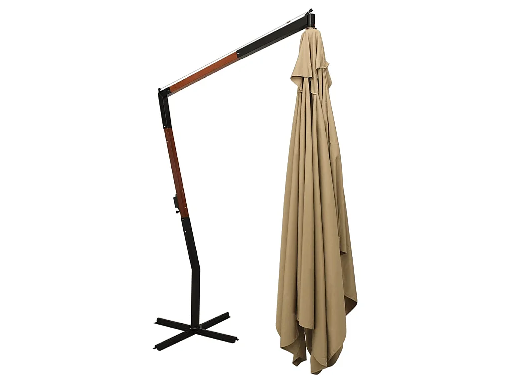 Zweefparasol met houten paal 400x300 cm taupe NL196952