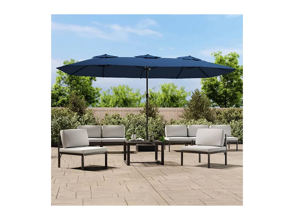 Parasol à double tête avec LED bleu azuré 449x245 cm GWE6558