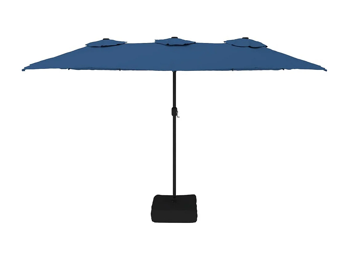 Parasol à double tête avec LED bleu azuré 449x245 cm GWE6558