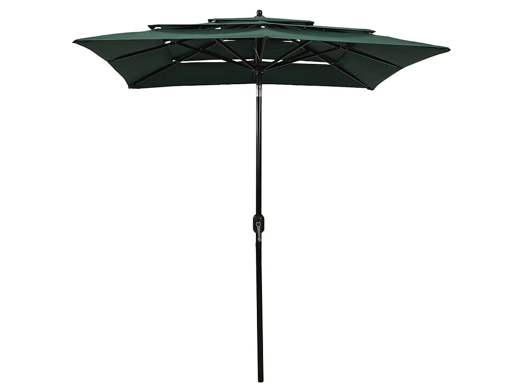 Parasol à 3 niveaux avec mât en aluminium Vert 2x2 m WVGQ8519