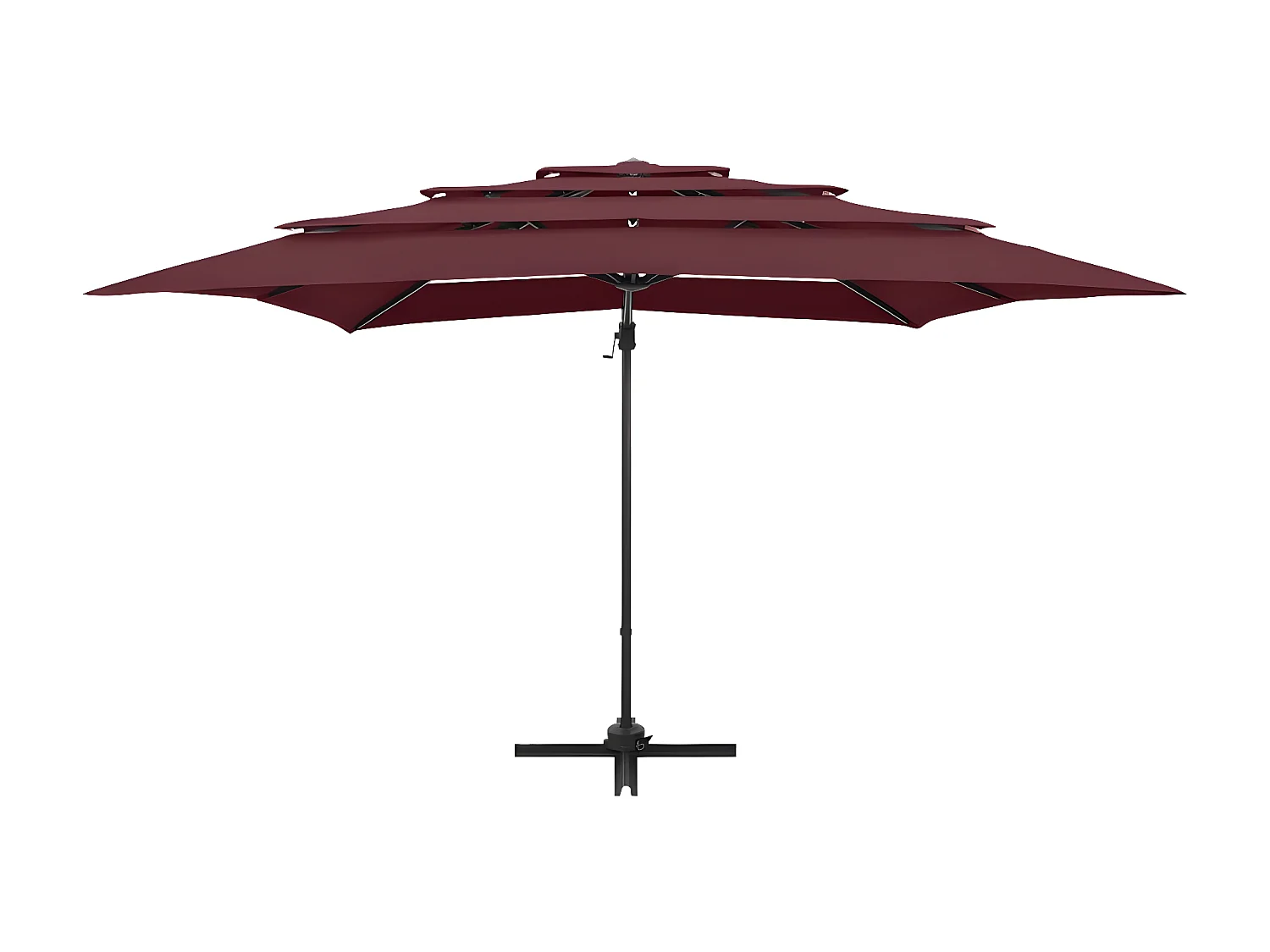 Sombrilla de 4 niveles con poste de aluminio burdeos 250x250 cm ES223409