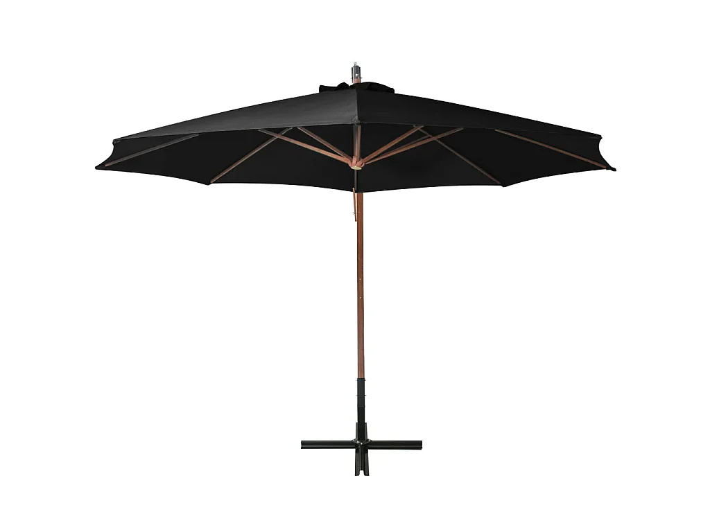 Sombrilla colgante con palo madera maciza abeto negro 3,5x2,9 m ES679742