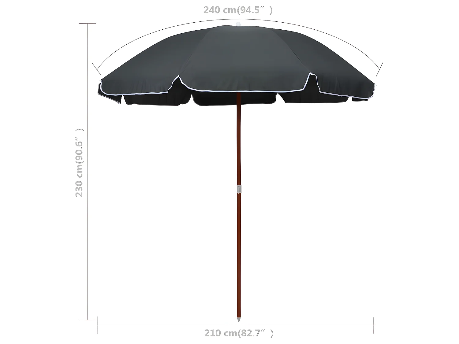 Sombrilla con palo de acero gris antracita 240 cm ES822648