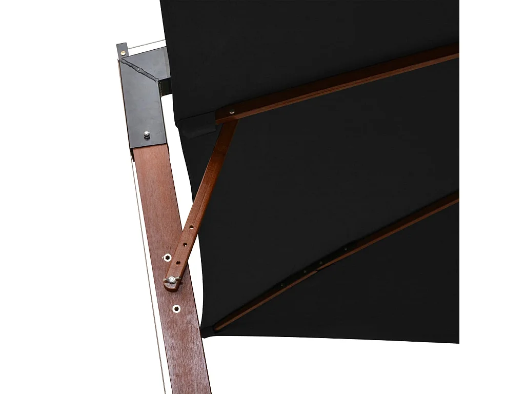 Parasol suspendu avec mât Noir 3x3 m Bois de sapin massif WVGQ5407