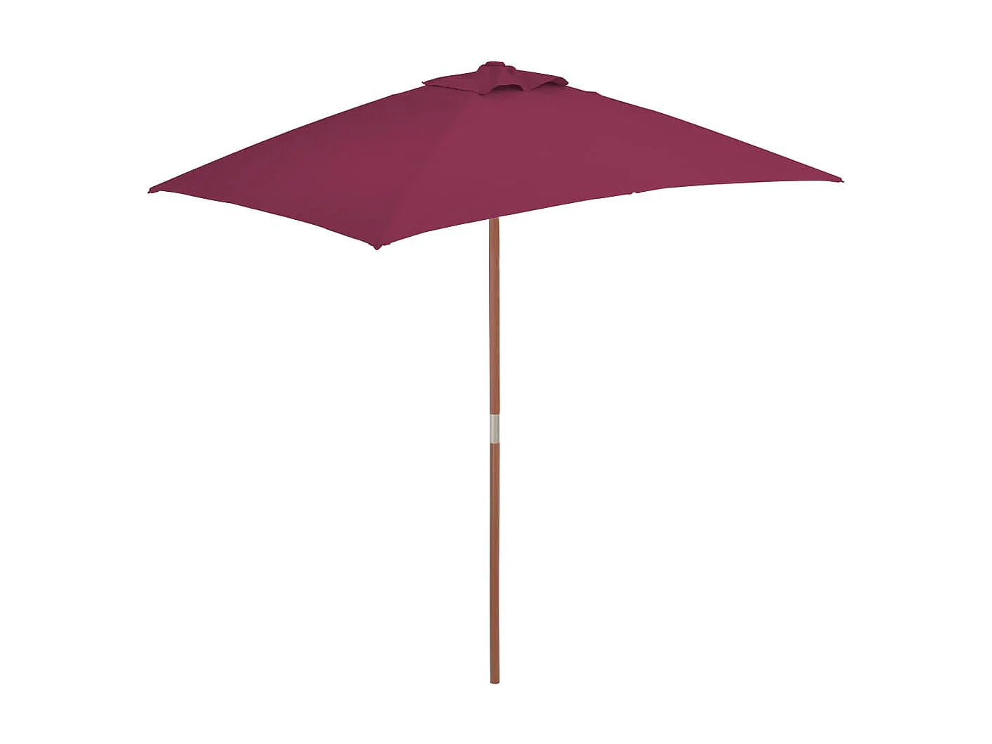 Guarda-sol de exterior mastro madeira 150x200cm vermelho bordô PT185642