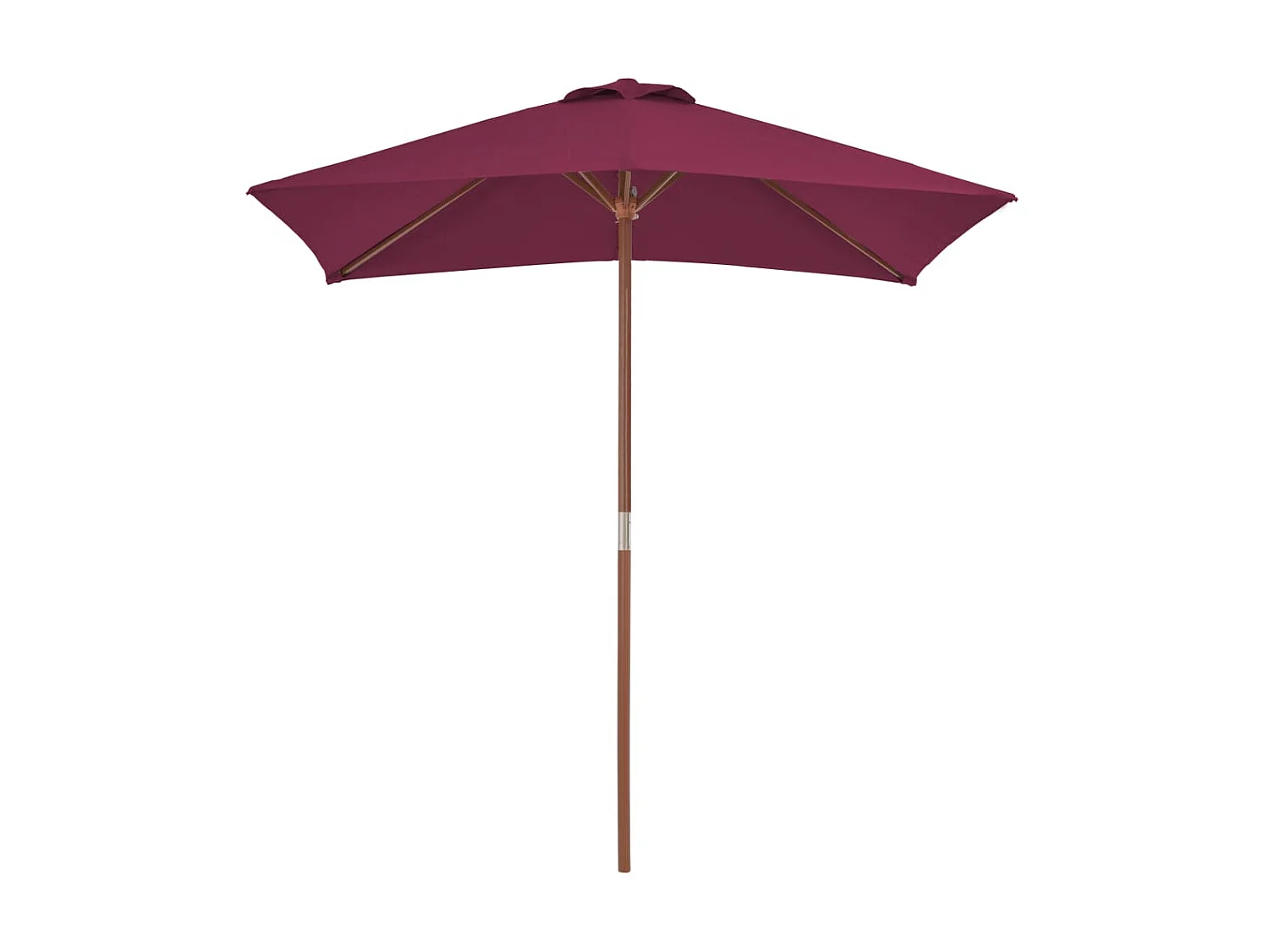 Guarda-sol de exterior mastro madeira 150x200cm vermelho bordô PT185642