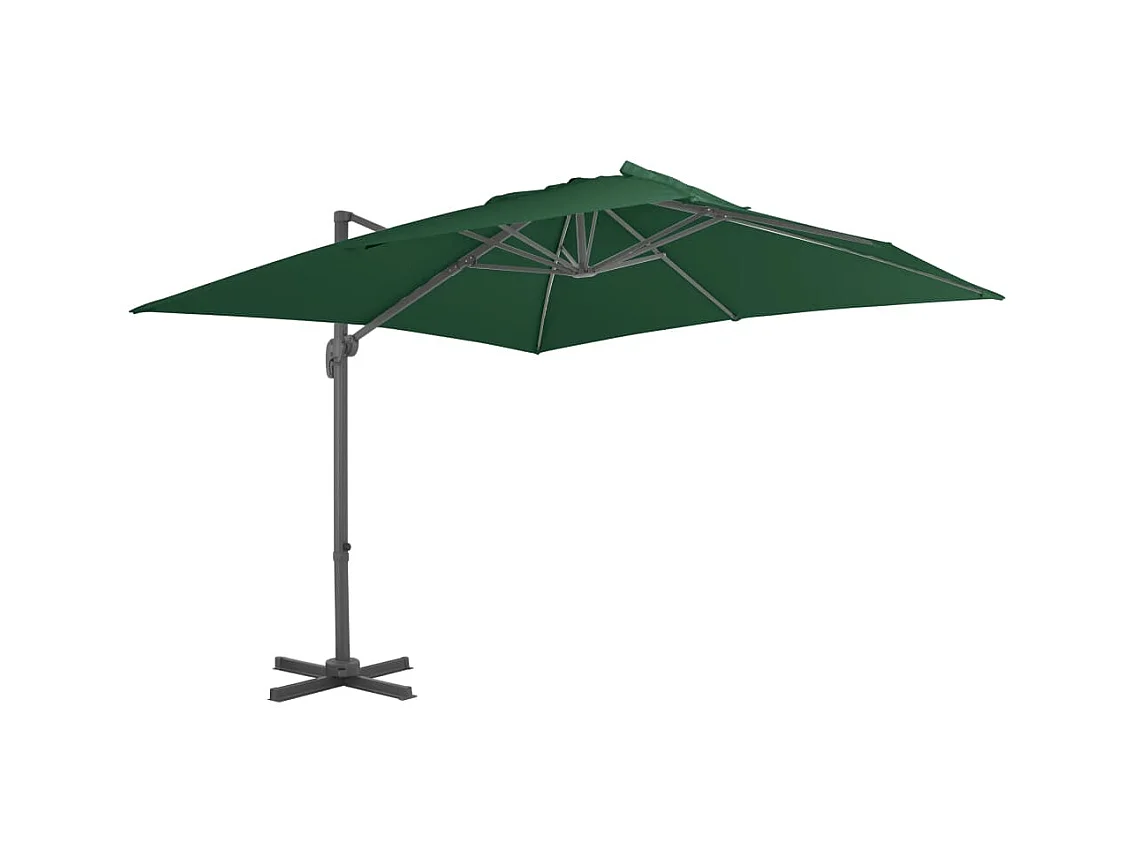 Guarda-sol cantilever poste alumínio 400x300 cm verde PT112105