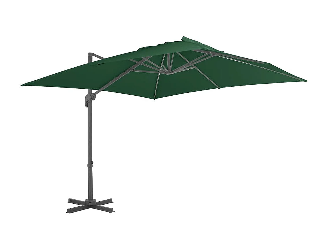 Guarda-sol cantilever poste alumínio 400x300 cm verde PT112105